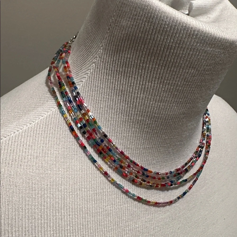 Multicolor five layer rainbow Beaded Necklace